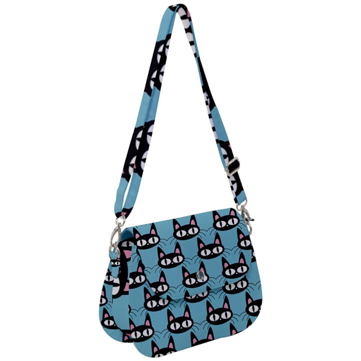 Cute Black Cat Pattern Saddle Handbag