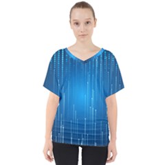 Abstract Rain Space V-neck Dolman Drape Top