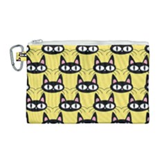 Cute Black Cat Pattern Canvas Cosmetic Bag (large) by Valentinaart