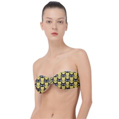 Cute Black Cat Pattern Classic Bandeau Bikini Top  by Valentinaart