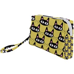 Cute Black Cat Pattern Wristlet Pouch Bag (small) by Valentinaart