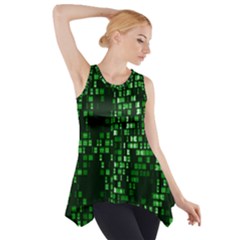Abstract Plaid Green Side Drop Tank Tunic