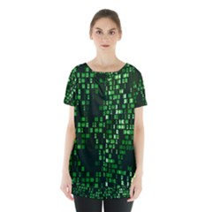 Abstract Plaid Green Skirt Hem Sports Top