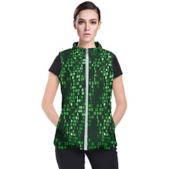 Abstract Plaid Green Women s Puffer Vest