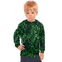 Abstract Plaid Green Kids  Hooded Pullover