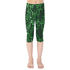 Abstract Plaid Green Kids  Capri Leggings 