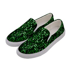 Abstract Plaid Green Women s Canvas Slip Ons