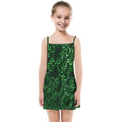 Abstract Plaid Green Kids  Summer Sun Dress by HermanTelo