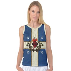 Quebec Flag Drapeau Québec Patriote Carillon Sacré-coeur Christian Catholic Old Vintage With Fleurs De Lys Women s Basketball Tank Top by Quebec