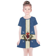 Quebec Flag Drapeau Québec Patriote Carillon Sacré-coeur Christian Catholic Old Vintage With Fleurs De Lys Kids  Simple Cotton Dress by Quebec