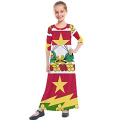 Coat Of Arms Of United States Army 136th Regiment Kids  Quarter Sleeve Maxi Dress by abbeyz71