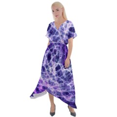 Abstract Space Cross Front Sharkbite Hem Maxi Dress by HermanTelo