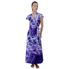 Abstract Space Flutter Sleeve Maxi Dress
