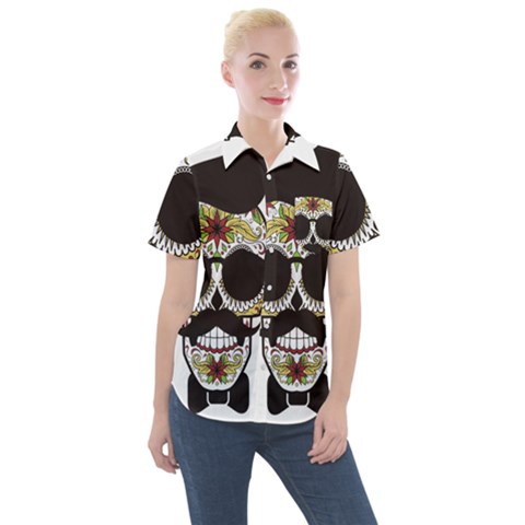 Mustache Man Women s Short Sleeve Pocket Shirt by merchvalley