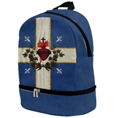 Quebec Flag Drapeau Québec Patriote Carillon Sacré-coeur Christian Catholic Old Vintage With Fleurs De Lys Zip Bottom Backpack by Quebec