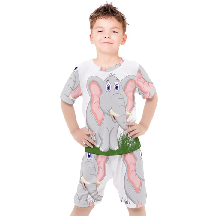 Elephant Girl Kids  Tee and Shorts Set