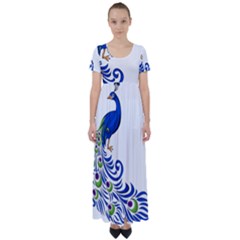 Peacock Girl High Waist Short Sleeve Maxi Dress