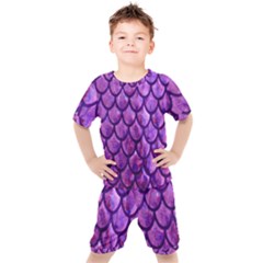 Mermaid Purple Kids  Tee And Shorts Set by bloomgirldresses