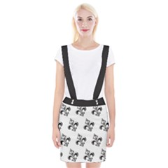 French France Fleur De Lys Metal Pattern black and white antique vintage Braces Suspender Skirt