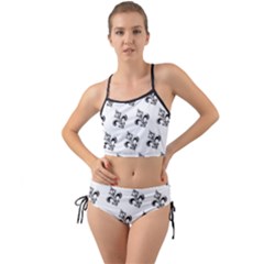 French France Fleur De Lys Metal Pattern black and white antique vintage Mini Tank Bikini Set