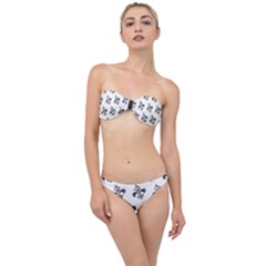 French France Fleur De Lys Metal Pattern black and white antique vintage Classic Bandeau Bikini Set