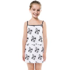 French France Fleur De Lys Metal Pattern black and white antique vintage Kids  Summer Sun Dress