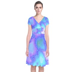 Dégradé Violet/bleu Short Sleeve Front Wrap Dress by kcreatif