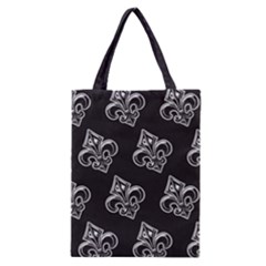 French France Fleur De Lys Metal Pattern Black And White Antique Vintage Black Rocker Classic Tote Bag by Quebec