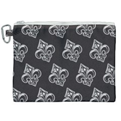 French France Fleur De Lys Metal Pattern Black And White Antique Vintage Black Rocker Canvas Cosmetic Bag (xxl) by Quebec