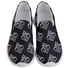 French France Fleur De Lys Metal Pattern Black And White Antique Vintage Black Rocker Men s Lightweight Slip Ons by Quebec