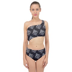 French France Fleur De Lys Metal Pattern Black And White Antique Vintage Black Rocker Spliced Up Two Piece Swimsuit