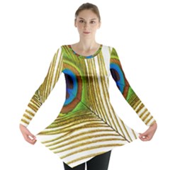 Peacock Feather Plumage Colorful Long Sleeve Tunic  by Sapixe