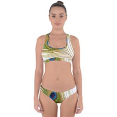 Peacock Feather Plumage Colorful Cross Back Hipster Bikini Set by Sapixe