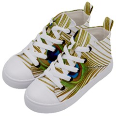 Peacock Feather Plumage Colorful Kids  Mid-top Canvas Sneakers