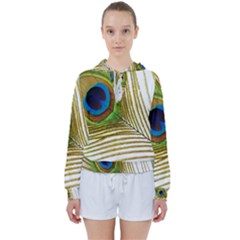Peacock Feather Plumage Colorful Women s Tie Up Sweat by Sapixe