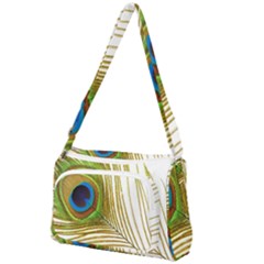 Peacock Feather Plumage Colorful Front Pocket Crossbody Bag