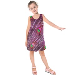 Peacock Feathers Color Plumage Kids  Sleeveless Dress