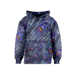 Peacock Feathers Color Plumage Blue Kids  Pullover Hoodie by Sapixe