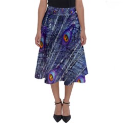 Peacock Feathers Color Plumage Blue Perfect Length Midi Skirt