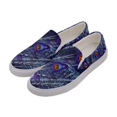 Peacock Feathers Color Plumage Blue Women s Canvas Slip Ons by Sapixe