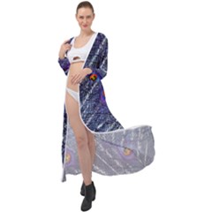 Peacock Feathers Color Plumage Blue Maxi Chiffon Beach Wrap