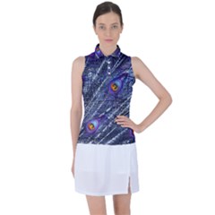 Peacock Feathers Color Plumage Blue Women’s Sleeveless Polo