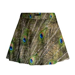 Peacock Feathers Color Plumage Green Mini Flare Skirt by Sapixe