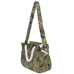 Peacock Feathers Color Plumage Green Rope Handles Shoulder Strap Bag