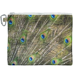 Peacock Feathers Color Plumage Green Canvas Cosmetic Bag (xxxl)