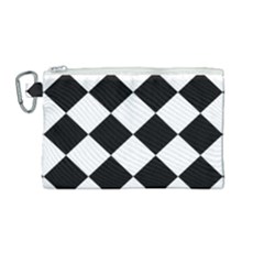 Grid Domino Bank And Black Canvas Cosmetic Bag (medium) by Sapixe