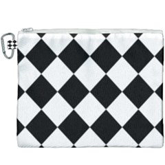 Grid Domino Bank And Black Canvas Cosmetic Bag (xxxl) by Sapixe