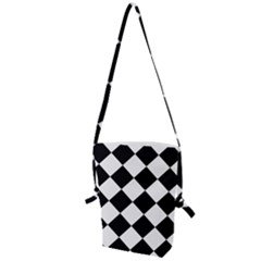 Grid Domino Bank And Black Folding Shoulder Bag by Sapixe