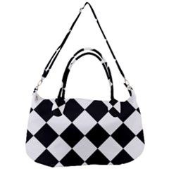 Grid Domino Bank And Black Removal Strap Handbag