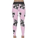 French France Fleur De Lys Metal Pattern black and white antique vintage pink and black rocker Classic Yoga Leggings View1